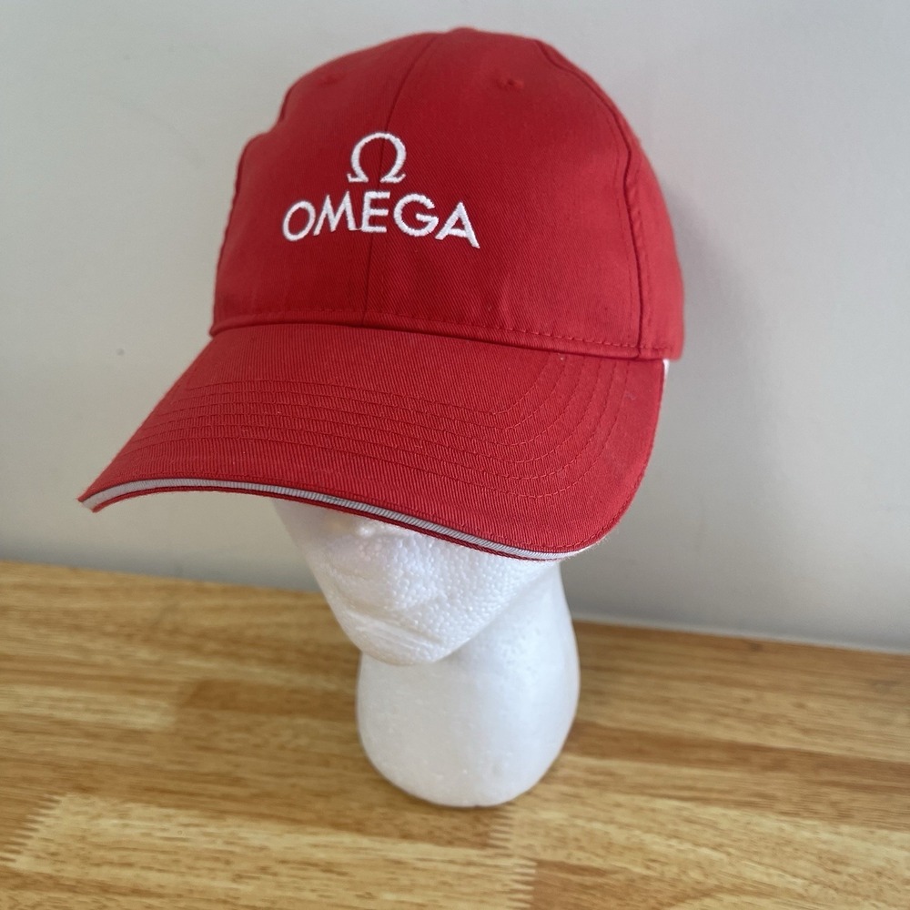 OMEGA Adjustable Strapback Baseball Cap Red, Swiss Luxury